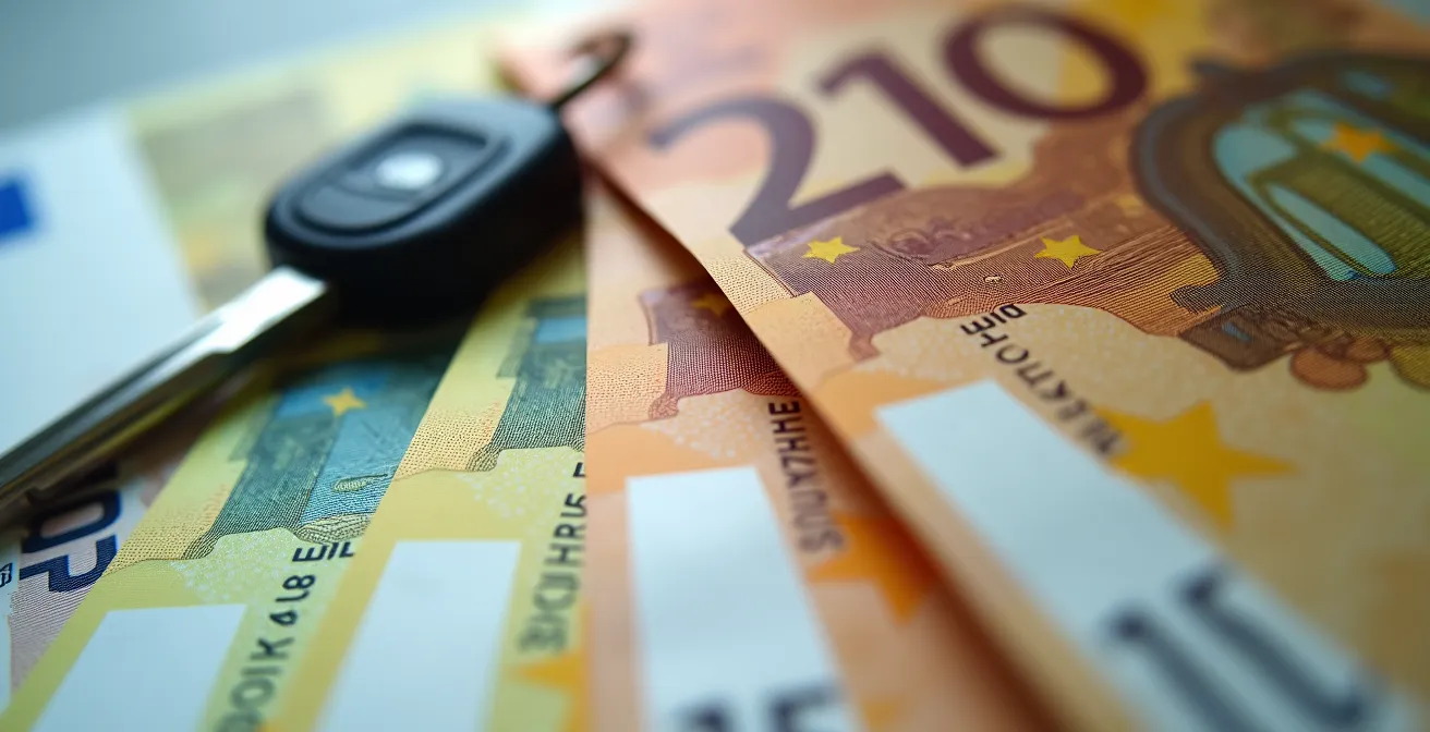 Desglose visual de una comisión de apertura en préstamo de coche mostrando el impacto en el capital real