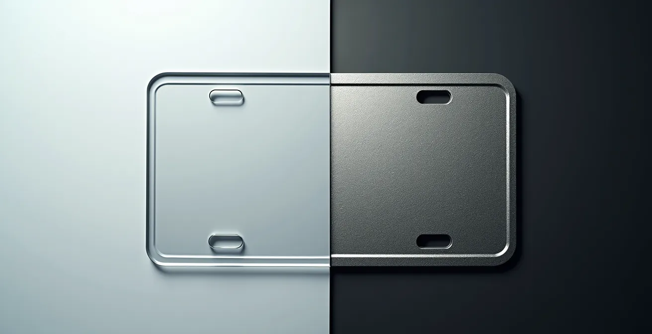 Comparación visual entre matrícula acrílica y metálica homologadas