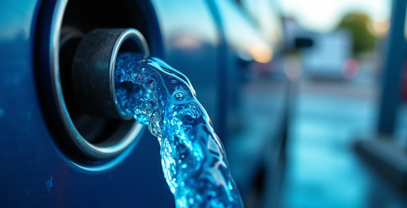 Repostaje de AdBlue en surtidor de gasolinera española moderna