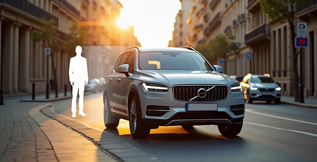 Vista lateral de capó de SUV mostrando altura y ángulo para seguridad peatonal