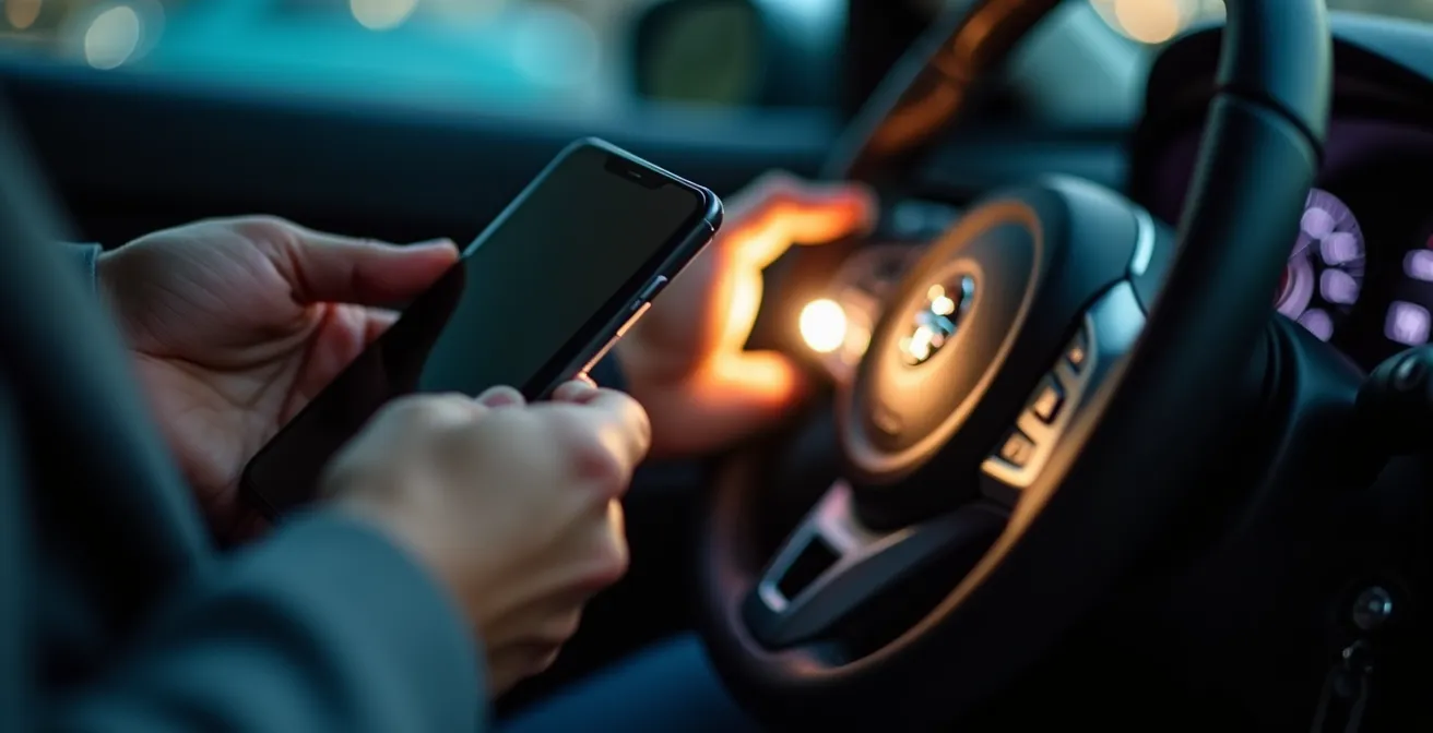 Comprador inspeccionando minuciosamente el interior de un coche usado con linterna