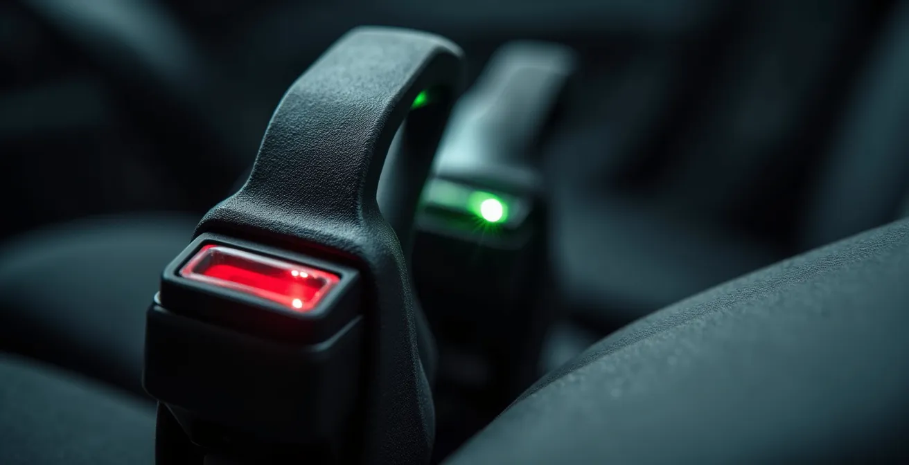 Detalle de anclajes ISOFIX y sistema de sujeción de silla infantil en coche