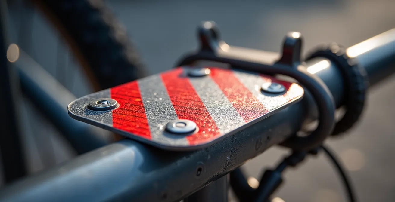 Placa V20 correctamente instalada en un portabicicletas trasero