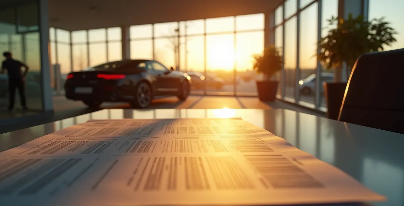 Concepto visual del coste oculto del seguro de vida en financiación de coche